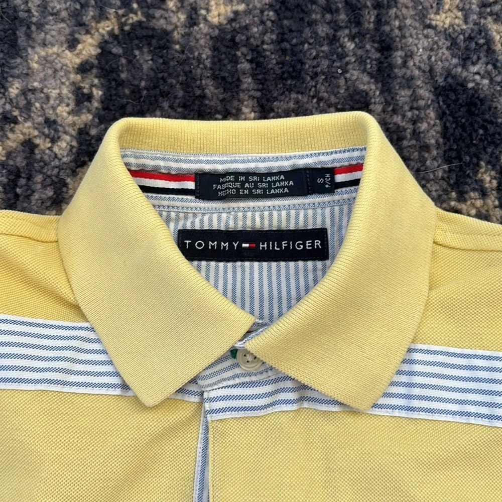 Tommy Hilfiger Yellow Striped Polo Shirt - Picture 3 of 3